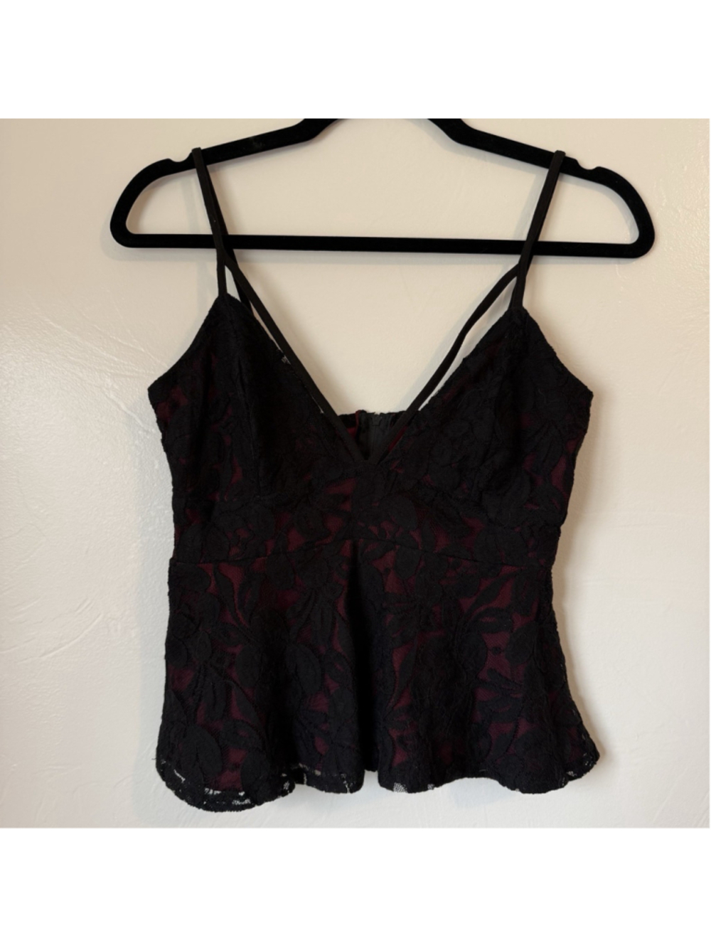 Y2K Charlotte Russe Black Lace Peplum Fairy Goth Spaghetti Strap Tank Top XS